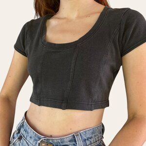 80s/90s vintage cropped charcoal gray baby tee Betty Blue